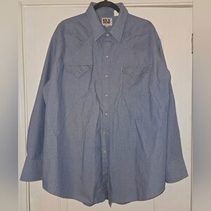 Ely Cattleman Men's Blue Denim Long Sleeve Button Down Shirt Size XXL